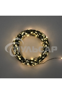 Гирлянда Роса с контроллером 30м, 300LED, IP20, 230В, зеленый провод, теплое белое свечение 