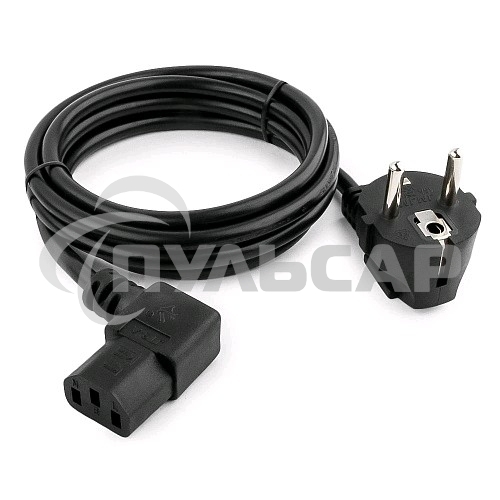 Кабель питания Gembird 1.8м, VDE(0.75мм), черный, угловой разъем, с зазем., пакет PC-186A-VDE