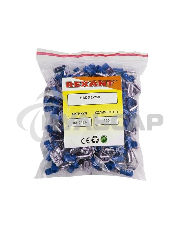 Клемма плоская изолированная гнездо 7.4 мм + штекер - 6.3 мм 1.5-2.5 мм² (РПи-О 2.5-(6.3)/РПИо 2.5-7.5) Rexant