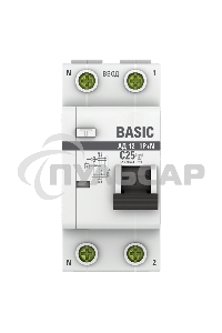 Выключатель автоматический дифференциального тока 1п+N C 25А 30мА тип АС эл. 4.5кА АД-12 Basic EKF DA12-25-30-bas