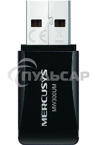 Сетевой адаптер USB2.0 адаптер Mercusys MW300UM, 300Мбит/с, компактный