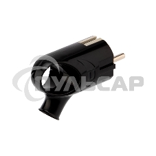 Вилка Евро угловая с з/к 16А с кольцом черная Rexant