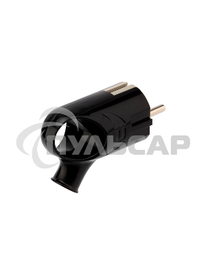 Вилка Евро угловая с з/к 16А с кольцом черная Rexant