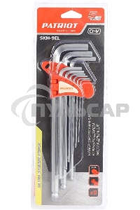 Набор ключей PATRIOT SKH-9EL, шестигранные с шаром, экстра длинные, 1,5-10мм, CRV, 9 шт