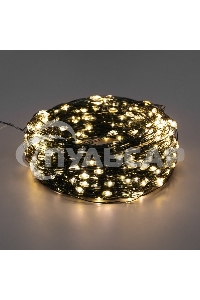 Гирлянда Роса с контроллером 30м, 300LED, IP20, 230В, зеленый провод, теплое белое свечение 