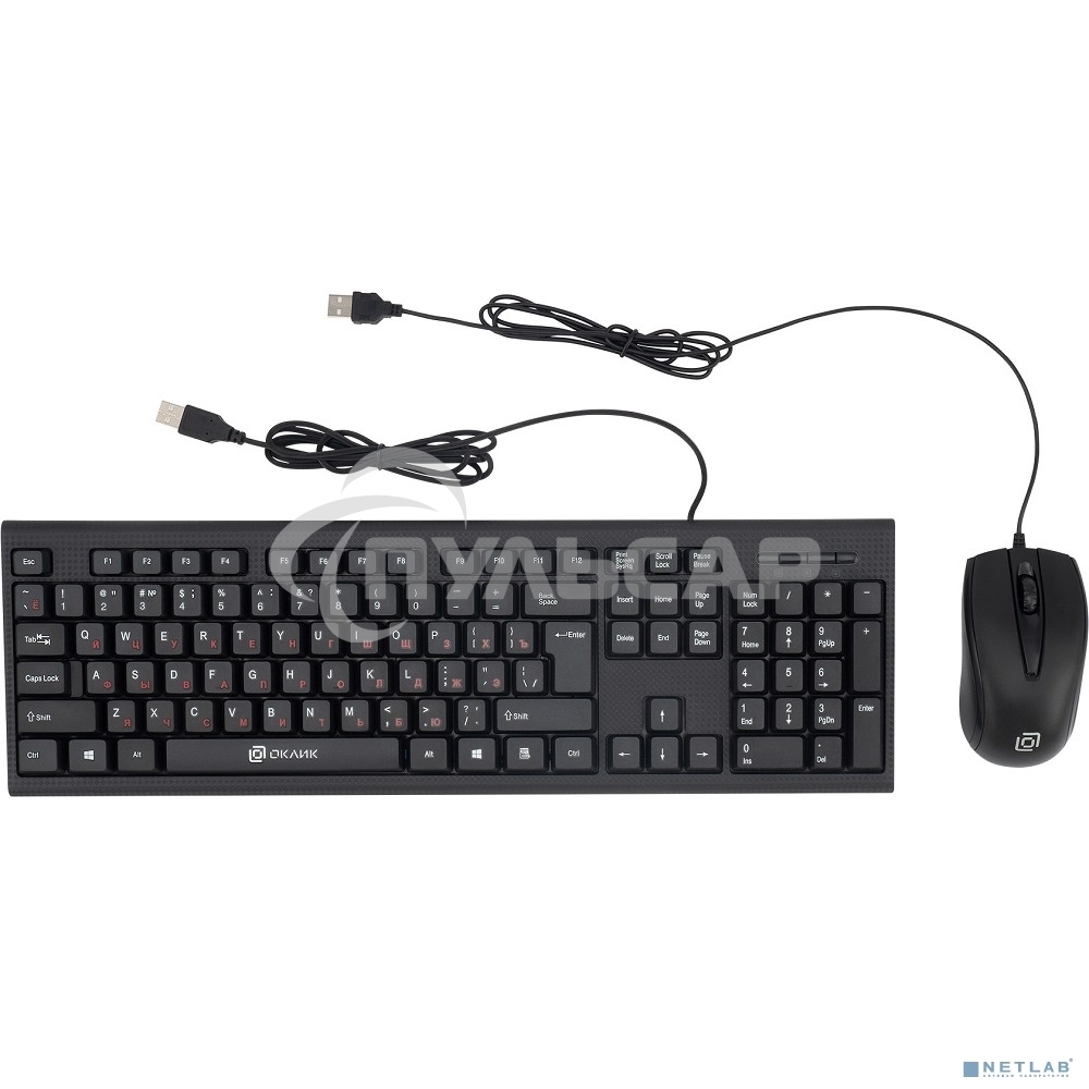Комплект клавиатура + мышь Oklick 630M клав:черный мышь:черный USB