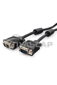 Кабель Gembird/Cablexpert CC-PPVGA-6B,Кабель VGA Premium,15M/15M, 1.8м, тройн.экран, феррит.кольца, черный, пакет