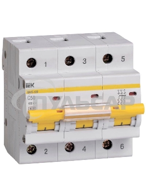 Выключатель автоматический Iek MVA40-3-050-C ВА 47-100 3Р 50А 10 кА х-ка С ИЭК
