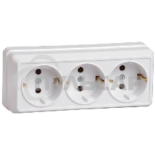 Розетка Iek ERO31-K01-16-DC РС23-3-ОБ 3 местн. с з/к 16А откр.уст. ОКТАВА (белый)