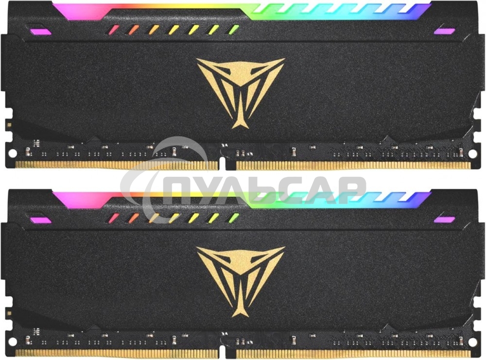 Оперативная память Patriot Viper Steel, DDR4, 32Gb (2x16Gb), 3200MHz, CL18, DIMM, с радиатором, RGB, черный