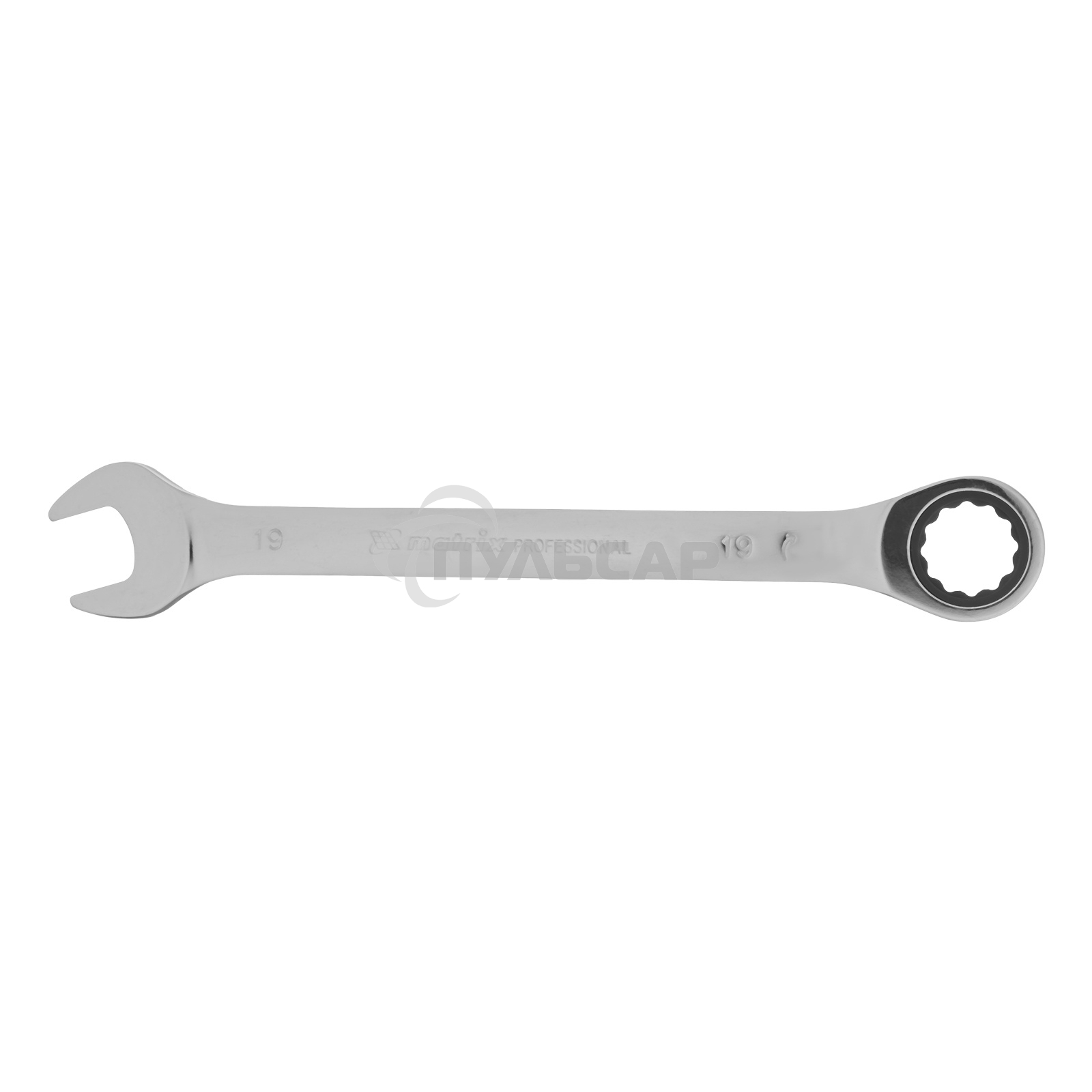 Ключ комбинированный Matrix трещоточный, 19 мм, CrV, зеркальный хром PROFESSIONAL