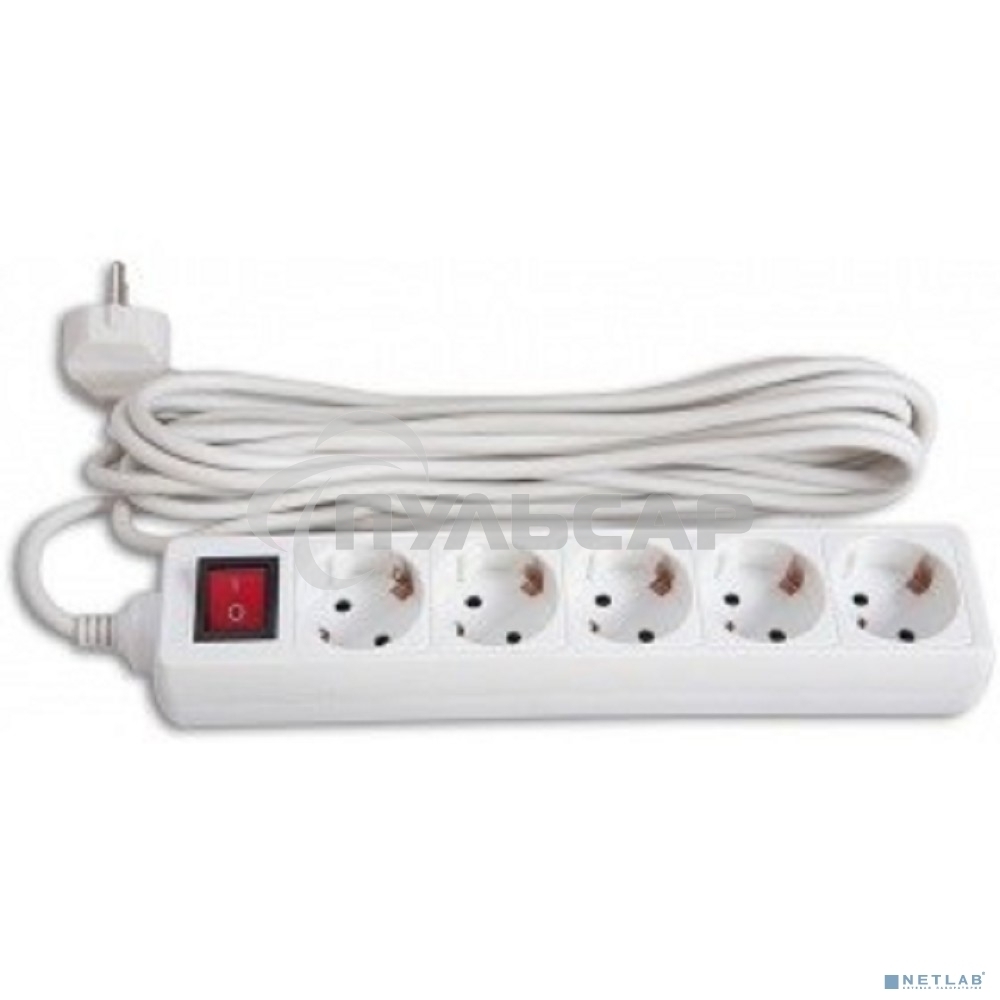 Сетевой удлинитель Buro BU-PS5.5/W 5м (5 розеток) белый (пакет ПЭ)