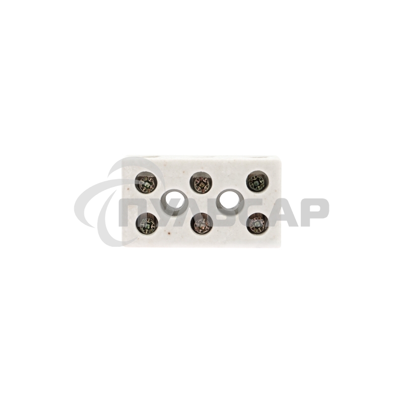 Клемма керамическая винтовая 12 мм² 3 пары контактов с крепежным отверстием (45 шт./уп.) Rexant