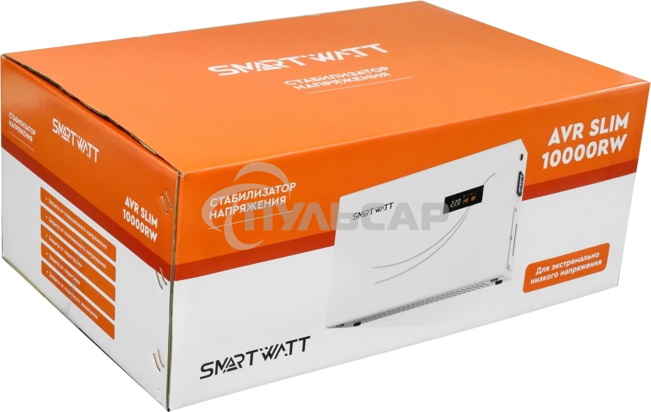 Стабилизатор напряжения Smartwatt AVR Slim 10000RW 10000ВА белый