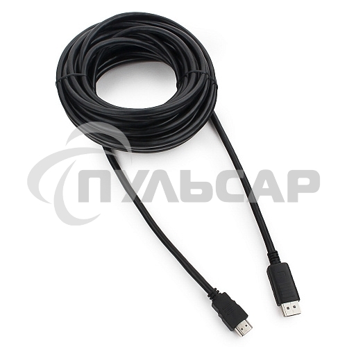 Кабель Cablexpert DisplayPort->HDMI, 10м, 20M/19M, черный, экран, пакет