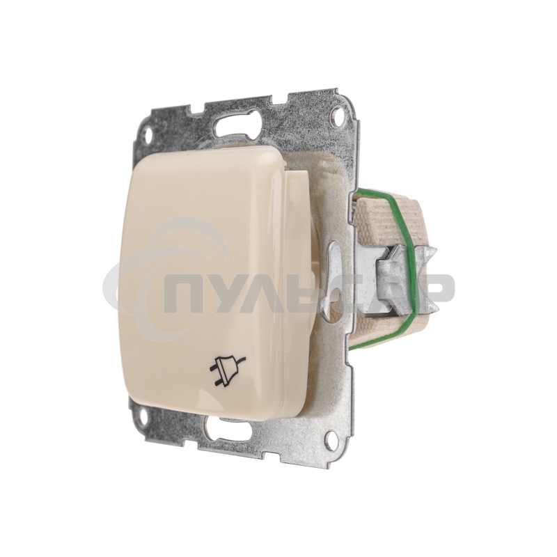 Розетка 1-ая керамика с/з с крышкой DEA с/у 16А мех. Беж KRANZ