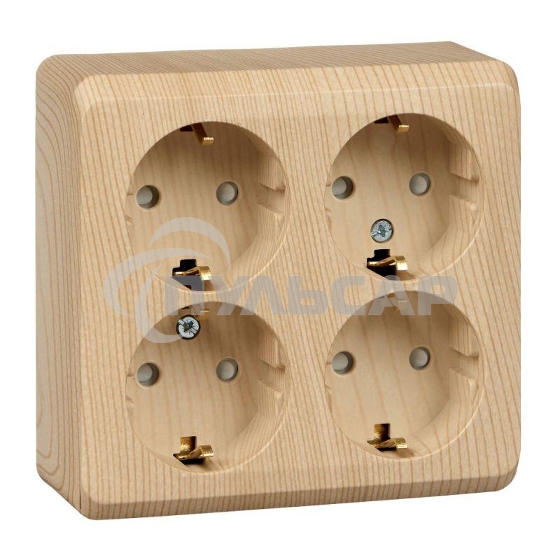 Розетка 4-м ОП Этюд 16А 250В защ. шторки с заземл. сосна SchE PA16-208D