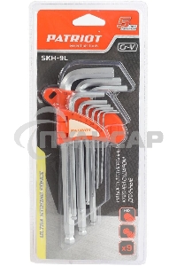 Набор ключей PATRIOT SKH-9L, шестигранные с шаром, длинные, 1,5-10мм, CRV, 9 шт