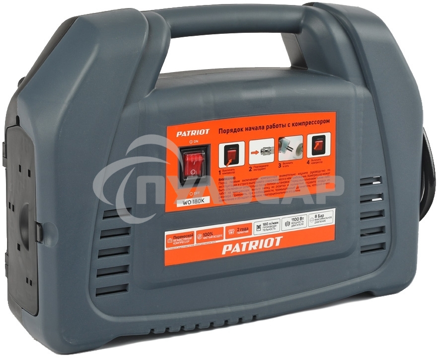 Компрессор поршневой Patriot WO 180K безмасляный 180л/мин 1100Вт синий/черный