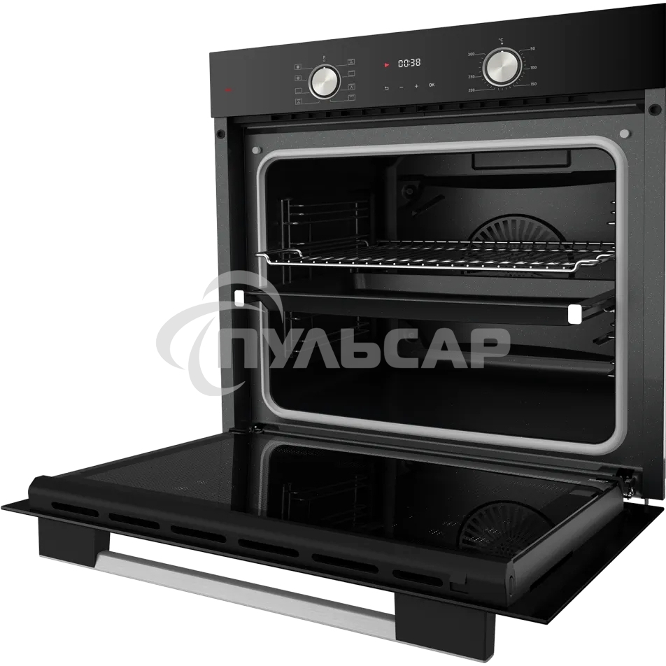 Встраиваемый духовой шкаф Kuppersberg HO 608 B электрический, High-Tech, 60 см, объем 80 л, 8 режимов, поворотное управление, макс. Температура 300 градусов, дисплей, таймер, черный