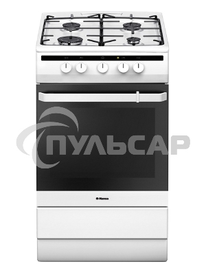 Плита газовая Hansa FCGW51003 белый, конфорок 4 шт, духовка 56 л, 50 см x 85 см x 60 см