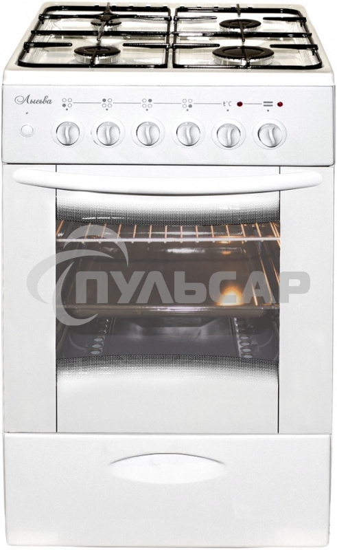 Комбинированная плита Лысьва ЭГ 404 МС-2у белый (стеклянная крышка) реш.чугун