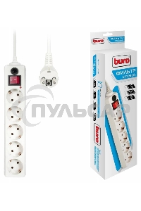 Сетевой фильтр Buro 500SH-1.8-W 1.8м (5 розеток) белый (коробка)