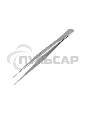 Пинцет прямой, узкий, фиксатор, рифленый 100 мм ПРОФИ