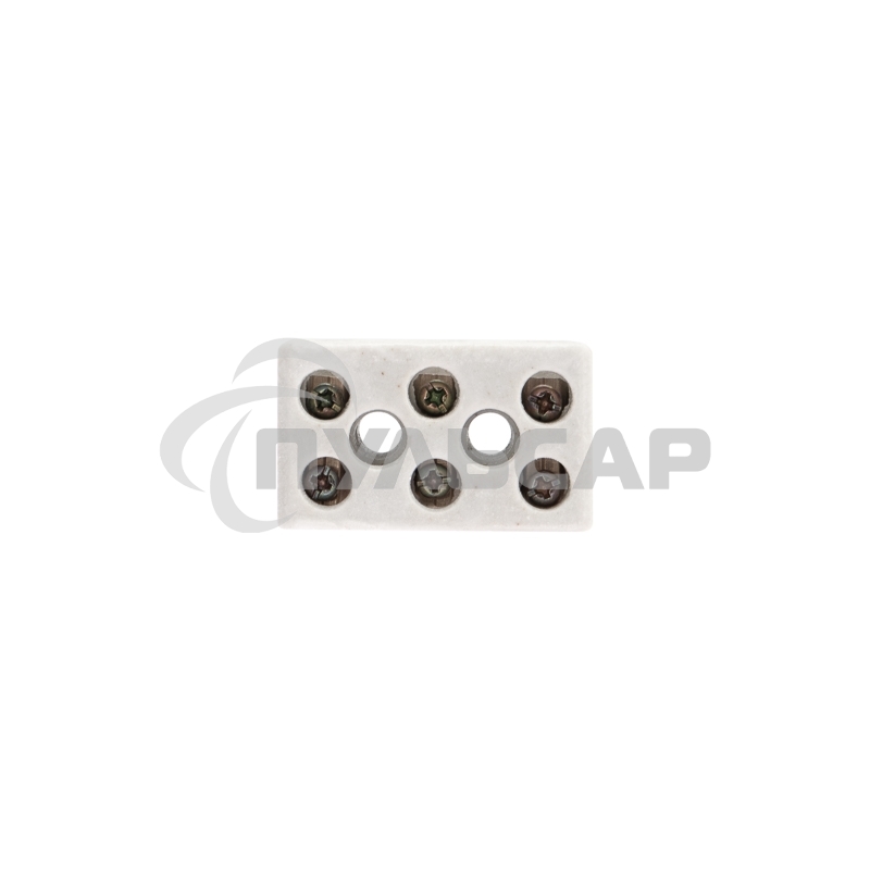 Клемма керамическая винтовая 10 мм² 3 пары контактов с крепежным отверстием (84 шт./уп.) Rexant