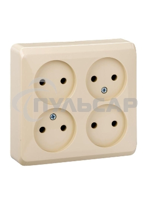 Розетка 4-м ОП Этюд 16А IP20 без заземл. крем. SchE PA16-205K