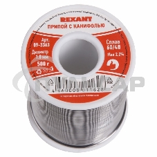 Припой с канифолью Rexant, 500 г, Ø1.0 мм, (олово 60%, свинец 40%), катушка