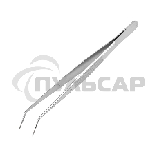 Пинцет изогнутый, узкий, фиксатор, рифленый 155 мм ПРОФИ