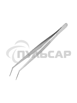 Пинцет изогнутый, узкий, фиксатор, рифленый 155 мм ПРОФИ