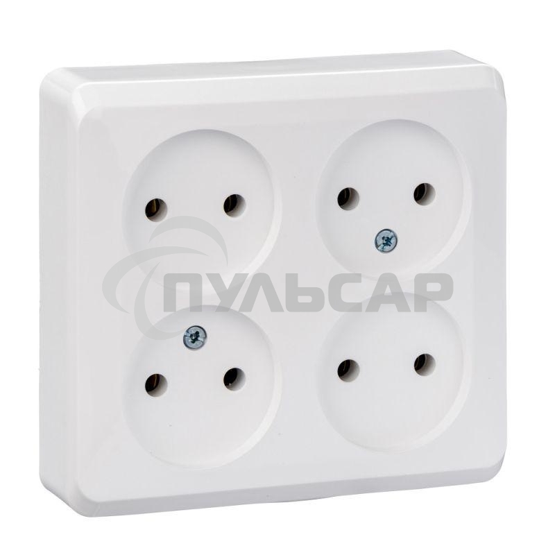 Розетка 4-м ОП Этюд 16А IP20 без заземл. белый  SchE PA16-205B