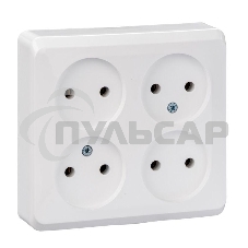 Розетка 4-м ОП Этюд 16А IP20 без заземл. белый  SchE PA16-205B