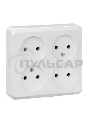 Розетка 4-м ОП Этюд 16А IP20 без заземл. белый  SchE PA16-205B