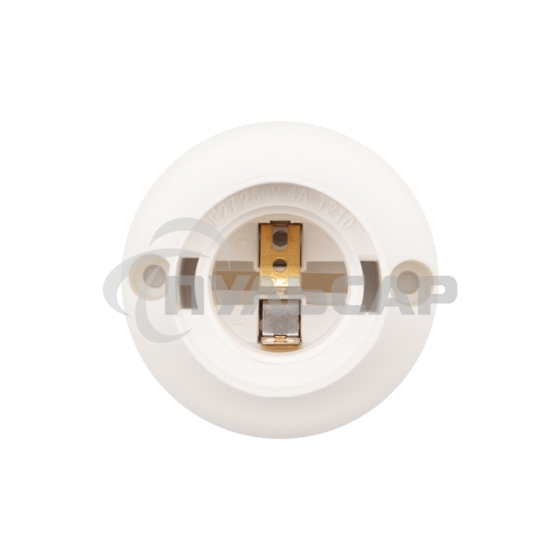 Патрон пластиковый настенный Е27 наклонный, белый c этикеткой Rexant