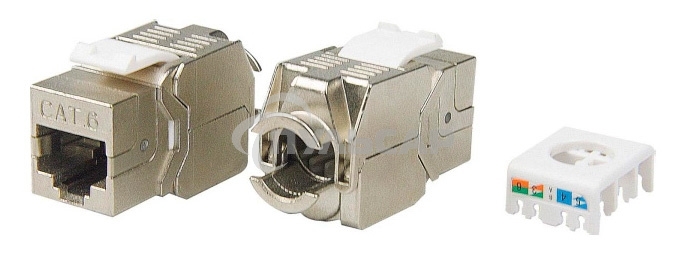 Hyperline KJ8-8P8C-C6-180-TLS-SH-F-WH Вставка Keystone Jack RJ-45(8P8C), категория 6, экранированная, тип 180 градусов, Toolless, белая