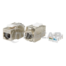 Hyperline KJ8-8P8C-C6-180-TLS-SH-F-WH Вставка Keystone Jack RJ-45(8P8C), категория 6, экранированная, тип 180 градусов, Toolless, белая