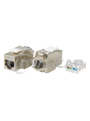 Hyperline KJ8-8P8C-C6-180-TLS-SH-F-WH Вставка Keystone Jack RJ-45(8P8C), категория 6, экранированная, тип 180 градусов, Toolless, белая