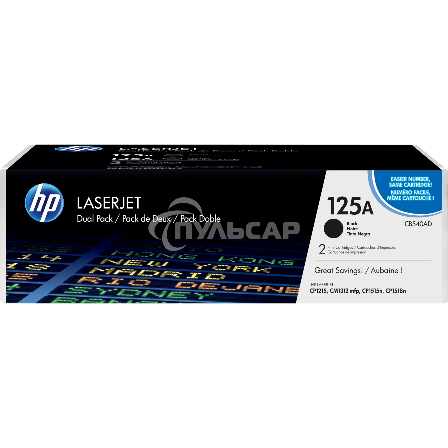 Картридж лазерный HP CB540AD черный двойная упаковка для CLJ CP1215/CP1515/CP1518 2 х 2200стр.