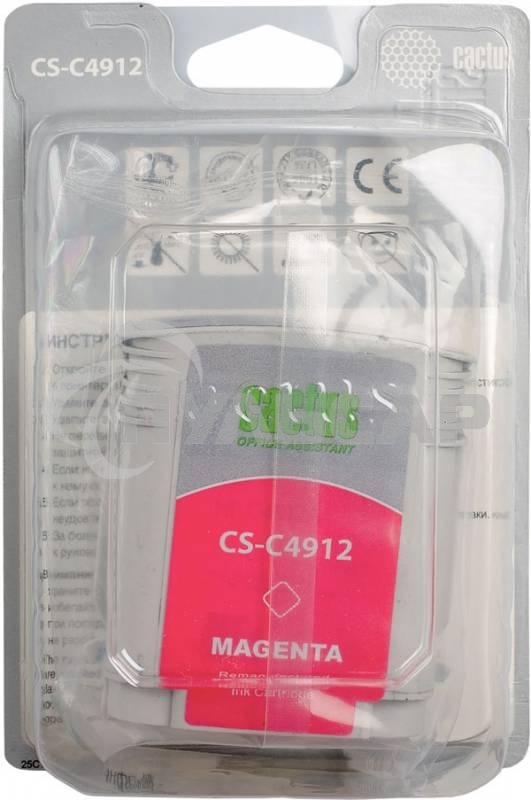 Картридж струйный Cactus CS-C4912 №82 пурпурный (72 ml) для HP Design Jet 500/800C