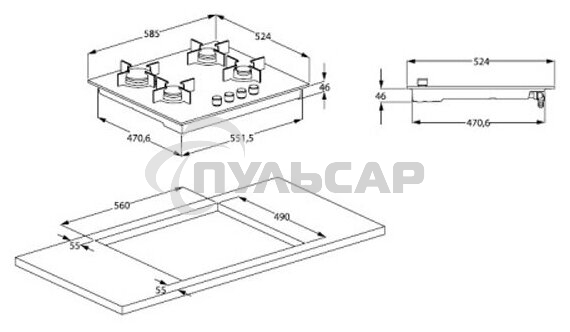 Газовая варочная панель Beko HILW 64225 S, черный