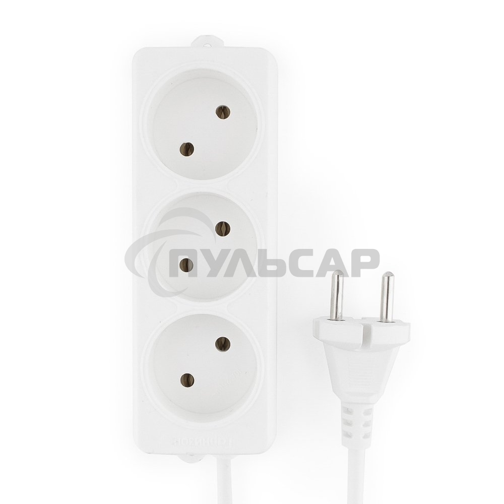Удлинитель Гарнизон EL-NL3-W-5, 3 розетки допустимый ток 10А, длина 5 м.