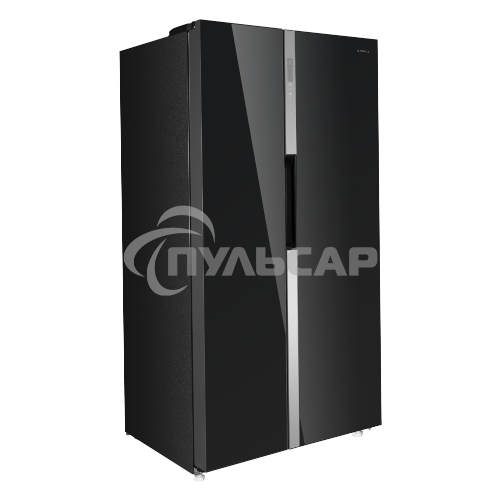 Холодильник Maunfeld MFF177NFB черный глянц. двухкамерный 263/170л морозилка сбоку, No Frost, Side by Side