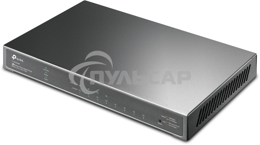 Коммутатор TP-Link JetStream 8-Port Gigabit Smart Switch with 4-Port PoE+, 4× Gigabit PoE+ Ports, 802.3at/af, 62 W PoE Power, Desktop Steel CaseIntegration with Omada SDN Controller, 802.1Q VLAN, STP/RSTP/MSTP, IGMP Snooping, 802.1p/DSCP QoS, ACL, 802.1x,
