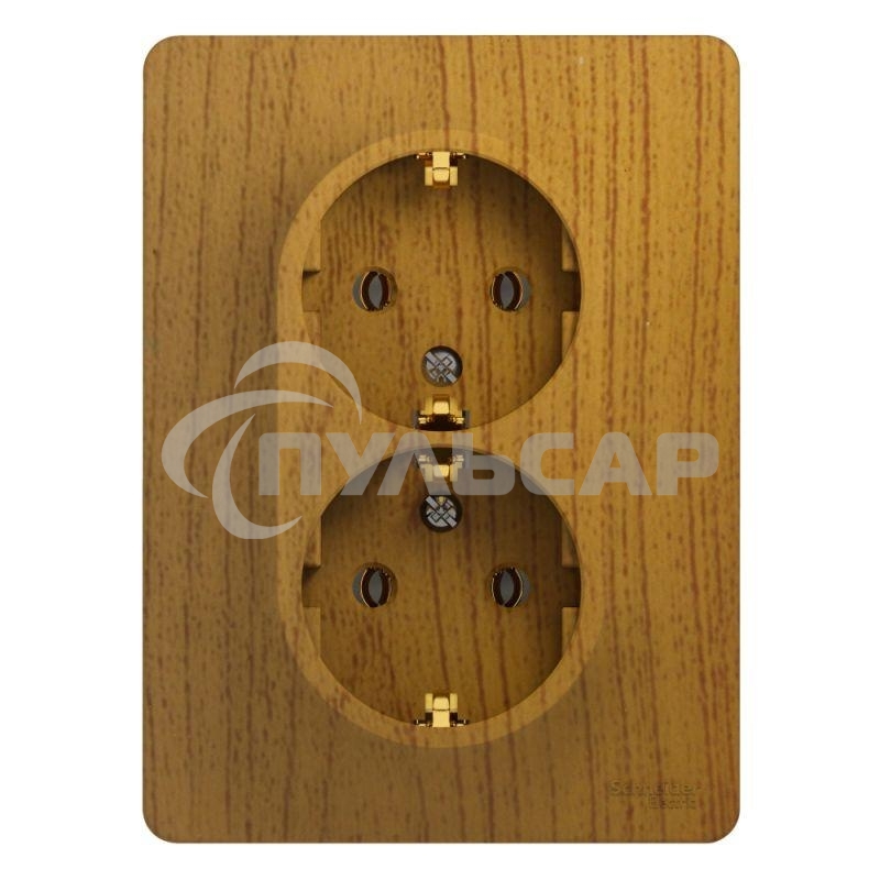 Розетка 2-м СП Glossa в сборе с заземл. в сборе дер. дуб SchE GSL000524