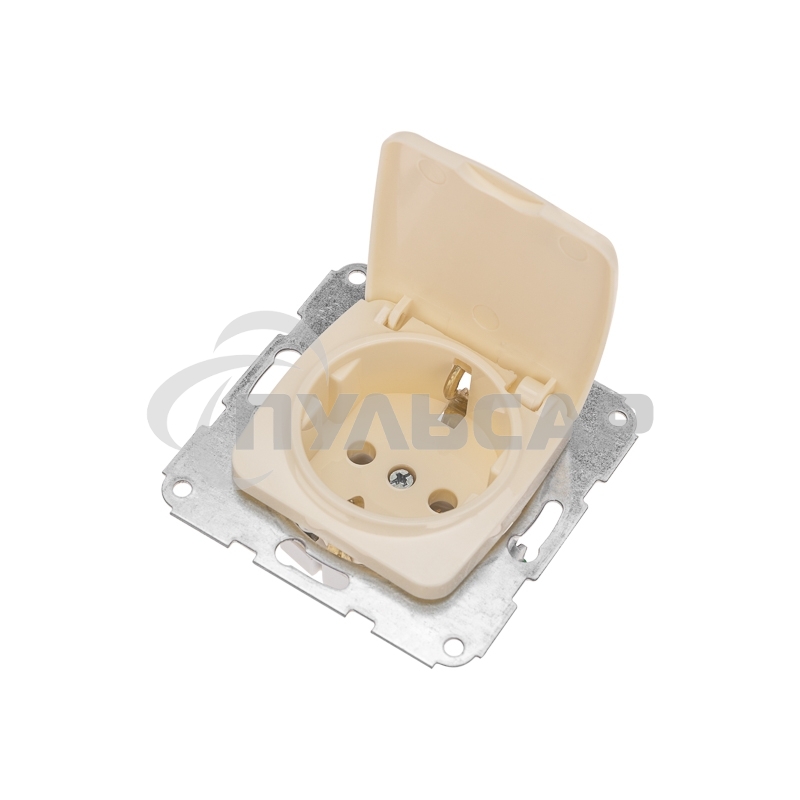 Розетка 1-ая DEA с/з с крышкой с/у 16А мех. Беж KRANZ