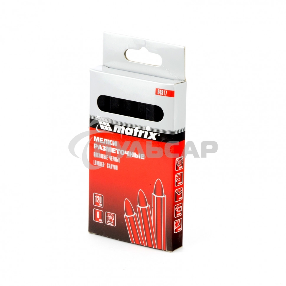 Мелки Matrix разметочные восковые черные, 120 мм, коробка 6шт