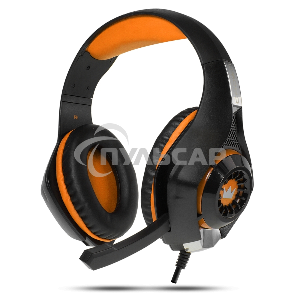 Наушники CROWN CMGH-102T Black&orange (Подключение USB, встроенная аудио карта, Частотныи диапазон: 20Гц-20,000 Гц,Кабель 2.1м,Размер D 250мм)